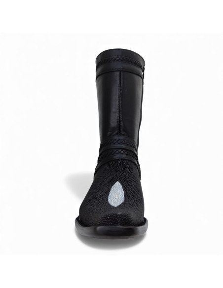 Bota de Caballero Estilo Monaco Látigos Horma Holanda Mantarraya Macho Negro
