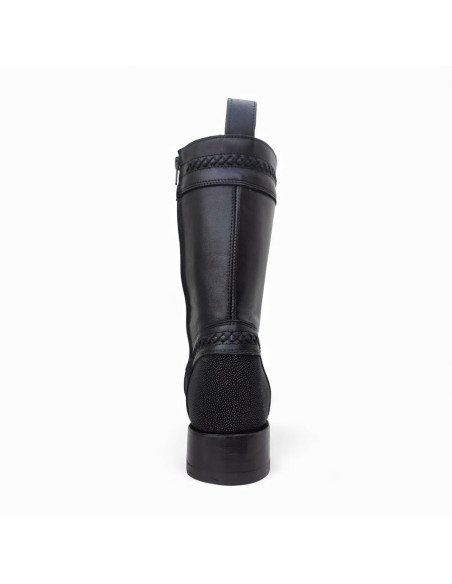 Bota de Caballero Estilo Monaco Látigos Horma Holanda Mantarraya Macho Negro