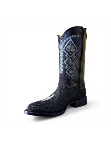 Bota Vaquera de Caballero Horma Oval Mantarraya Macho Negro