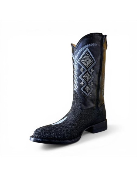 Bota Vaquera de Caballero Horma Oval Mantarraya Macho Negro