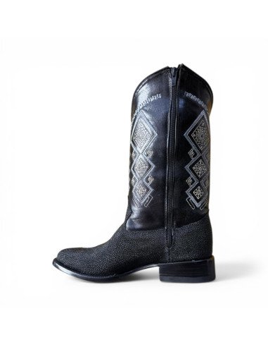 Bota Vaquera de Caballero Horma Oval Mantarraya Macho Negro