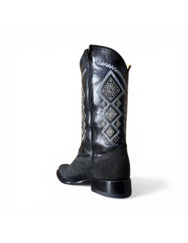 Bota Vaquera de Caballero Horma Oval Mantarraya Macho Negro