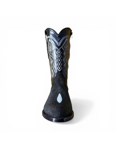 Bota Vaquera de Caballero Horma Oval Mantarraya Macho Negro