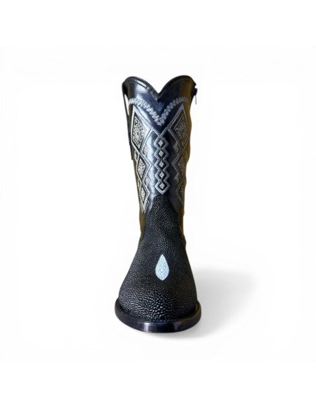 Bota Vaquera de Caballero Horma Oval Mantarraya Macho Negro