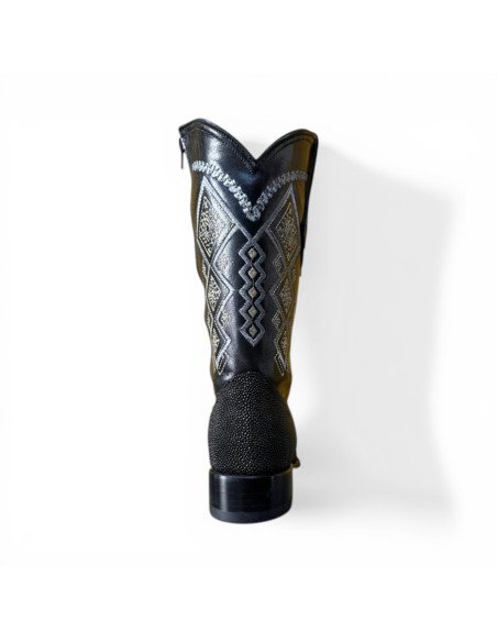 Bota Vaquera de Caballero Horma Oval Mantarraya Macho Negro
