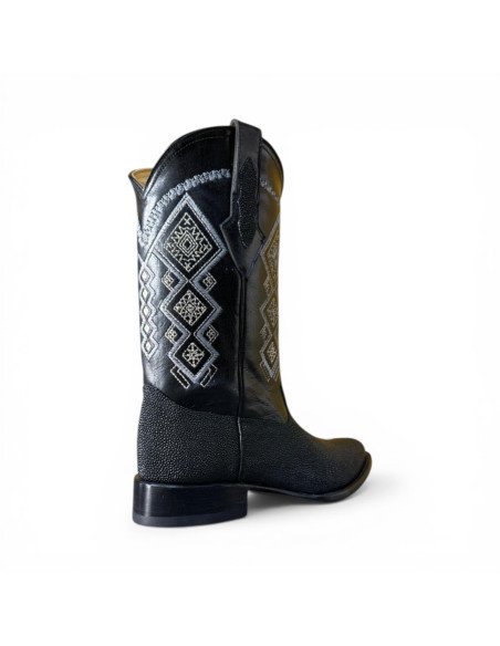 Bota Vaquera de Caballero Horma Oval Mantarraya Macho Negro