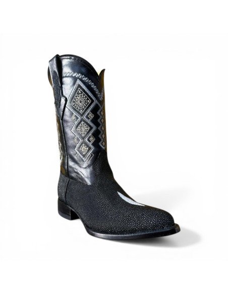 Bota Vaquera de Caballero Horma Oval Mantarraya Macho Negro
