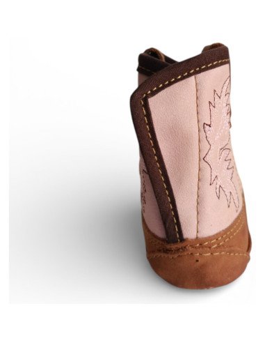 Botín Vaquero para Bebé Piel Auténtica color Rosa | Botas 30-30