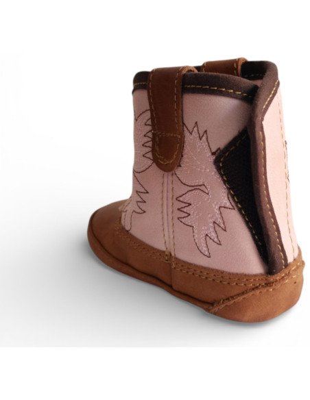 Botín Vaquero para Bebé Piel Auténtica color Rosa | Botas 30-30