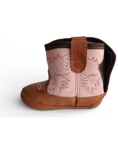 Botín Vaquero para Bebé Piel Auténtica color Rosa | Botas 30-30