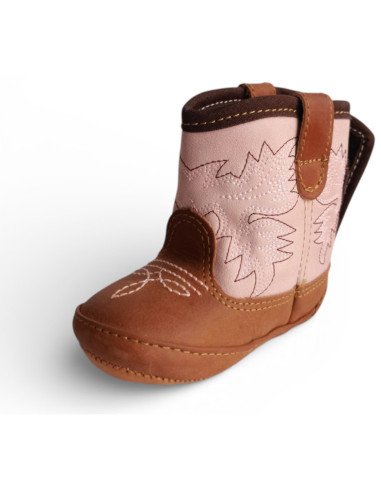 Botitas Vaqueras para Bebé Piel Auténtica color Rosa | Botas 30-30