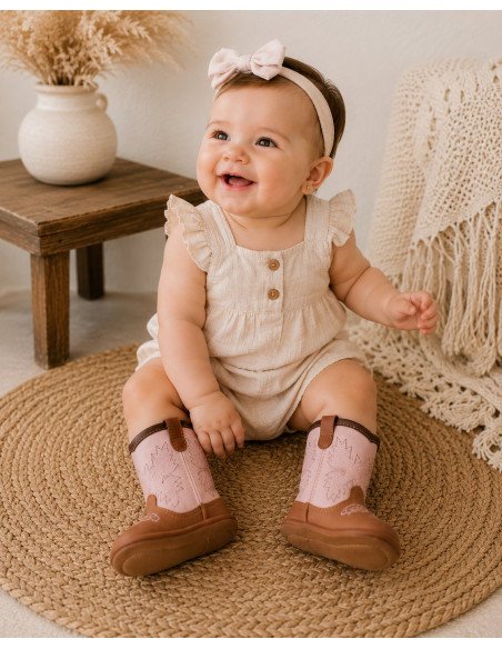 Botitas Vaqueras para Bebé Piel Auténtica color Rosa | Botas 30-30